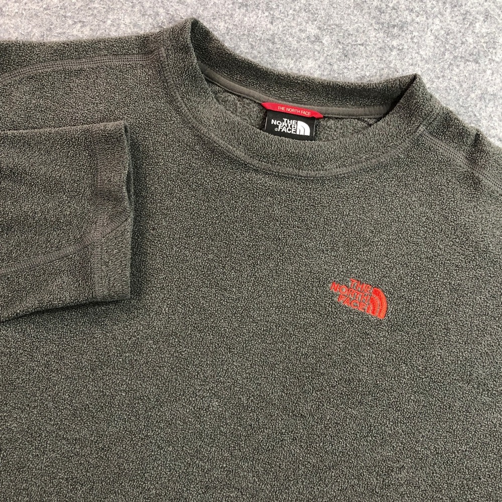 The North Face Mens Fleece Pullover Size M Gray Polartec Crewneck Logo